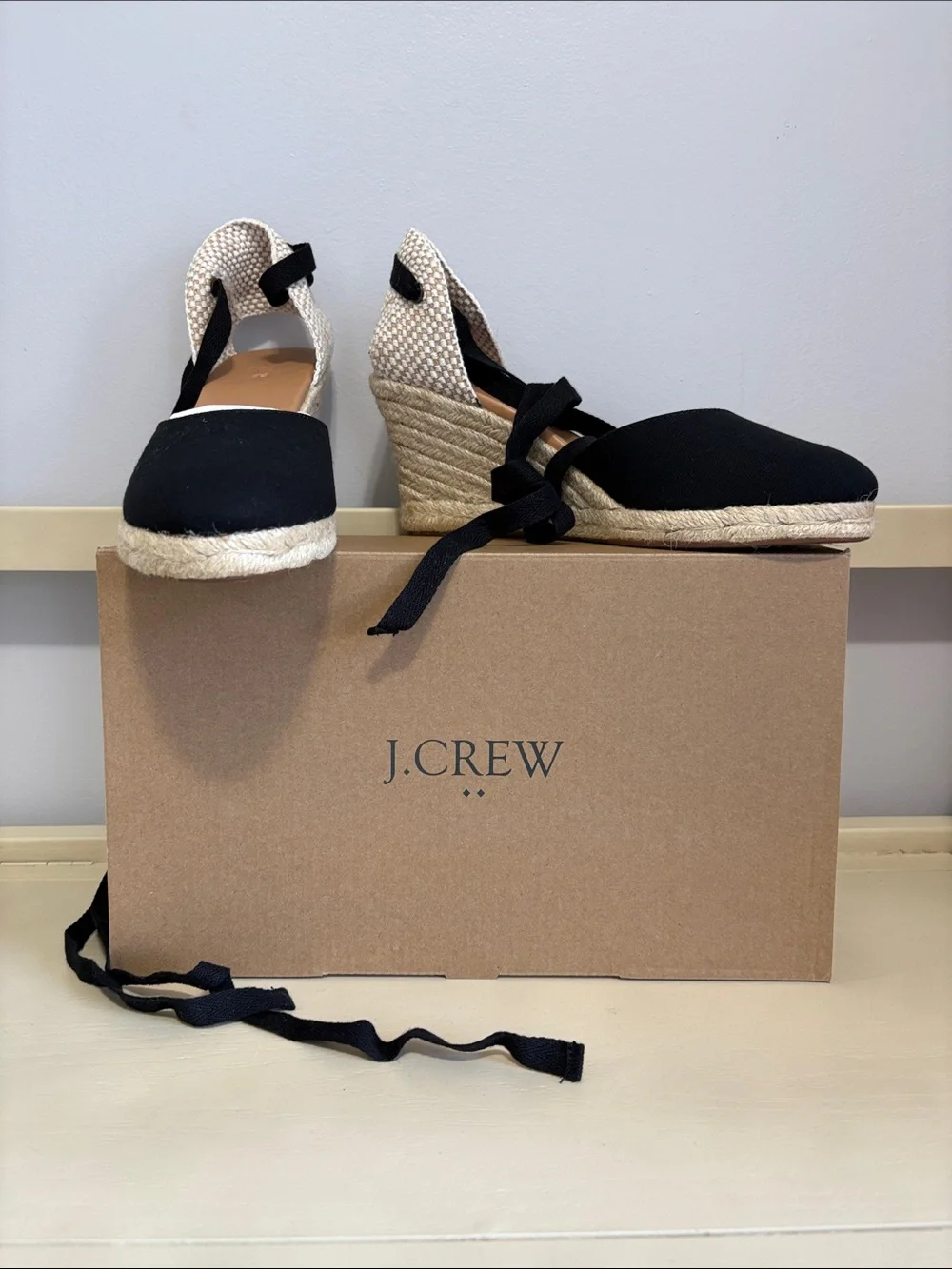 J. Crew Factory Espadrille Wedges with Ankle Ties
